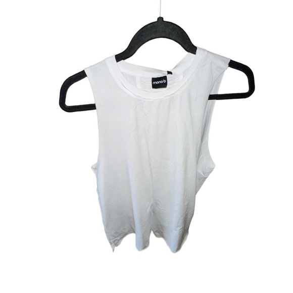 Mono‎ B NWT  white muscle tank with smocked back . White size large. - Picture 1 of 5